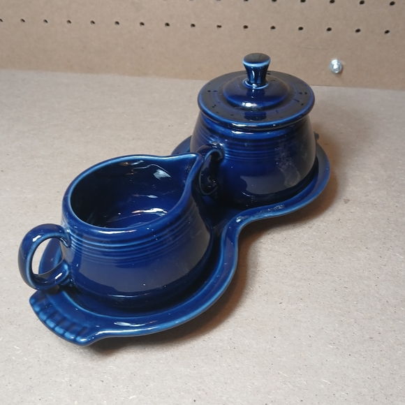 Fiesta Creamer & Sugar Set Figure 8 Tray Cobalt Blue Fiestaware HLC - Picture 2 of 6